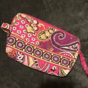 Vibrant Pink Paisley Women's Makeup Bag
